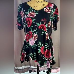 Torrid Black Floral Blouse